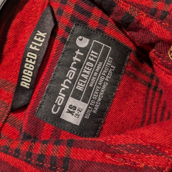 Carhartt Rugged FlexFlannel red/black BuffaloCheck button down Tunic/Top XSmall - Picture 4 of 14